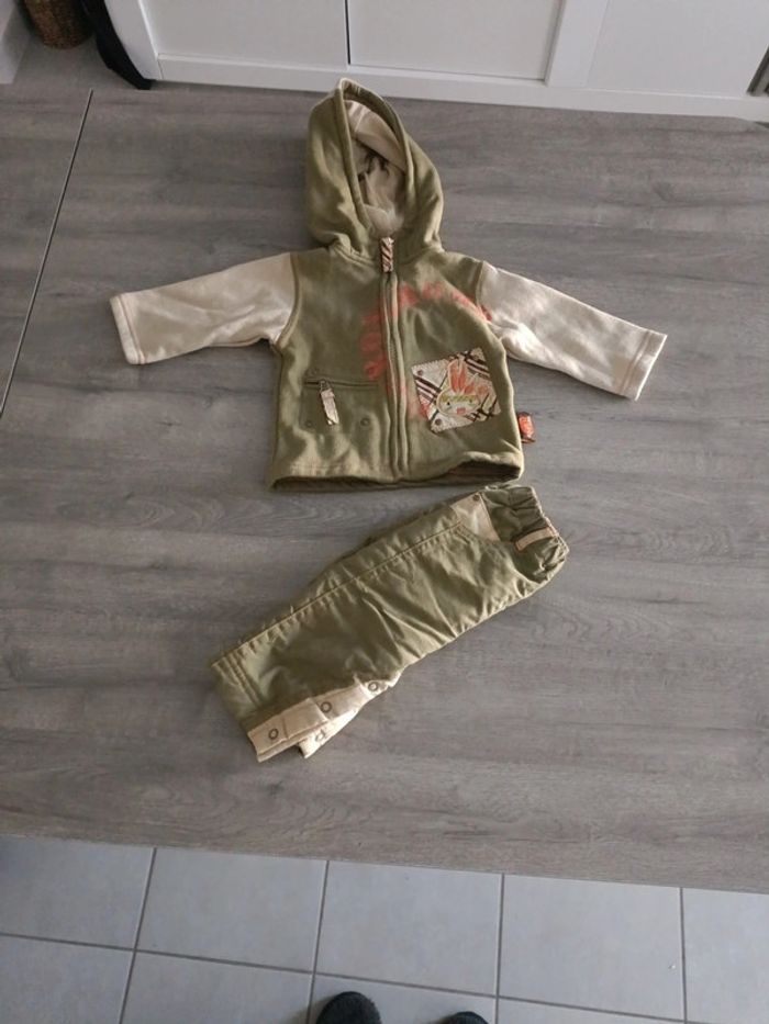 Ensemble vert veste à capuche et pantalon vert  Geroni Môme 6 mois - photo numéro 2