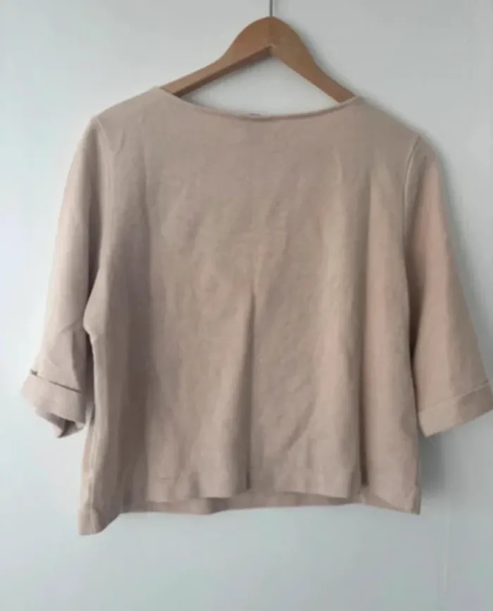 Sweat H&M rose pâle manches 3/4 taille S – écriture noire - photo numéro 2