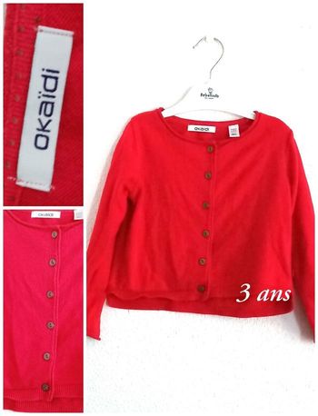 3 ans okaidi gilet rouge toutes saisons /Excellent état
