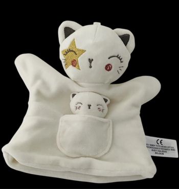❤️ B4200 Doudou marionnette chat blanc SIMBA TOYS NICOTOY poche étoile doré