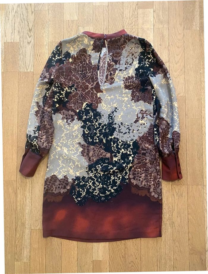 Robe bordeaux à motif floral Sisley taille S - photo numéro 7
