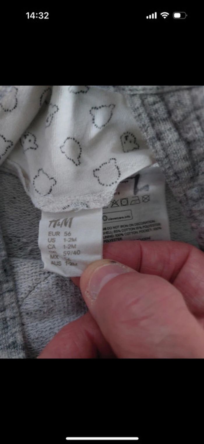 Salopette H&M taille 1 - 2 mois (56 cm) - photo numéro 3