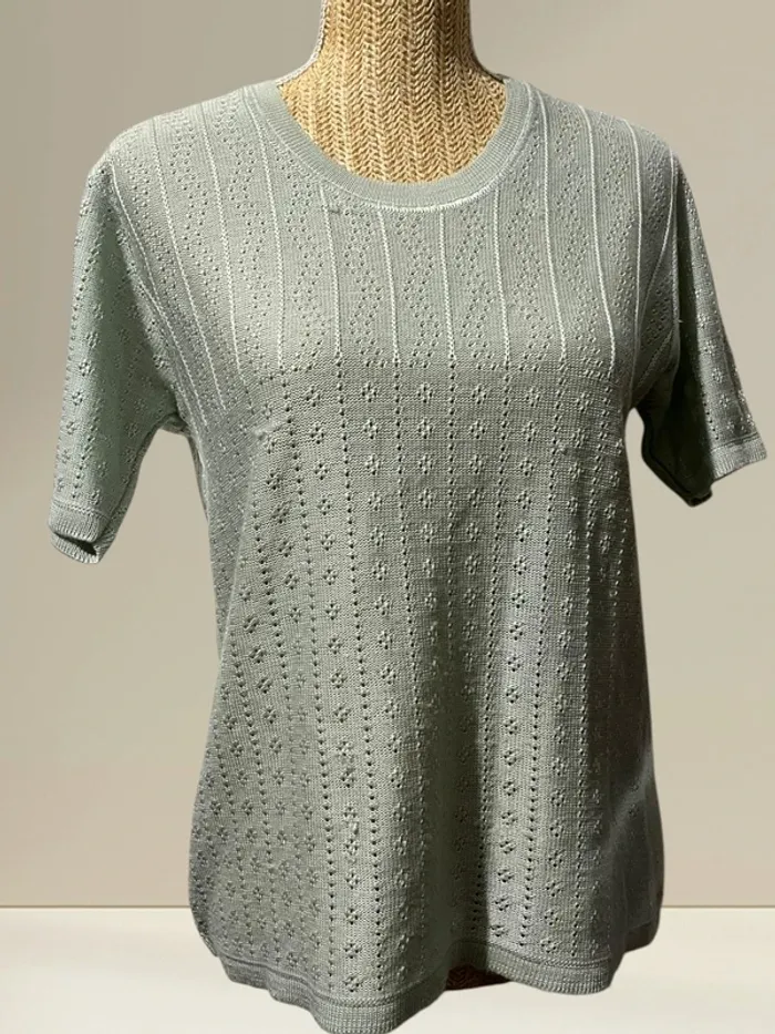 Petit pull fin menthe – Style rétro/vintage – Taille M (38-40) - photo numéro 3