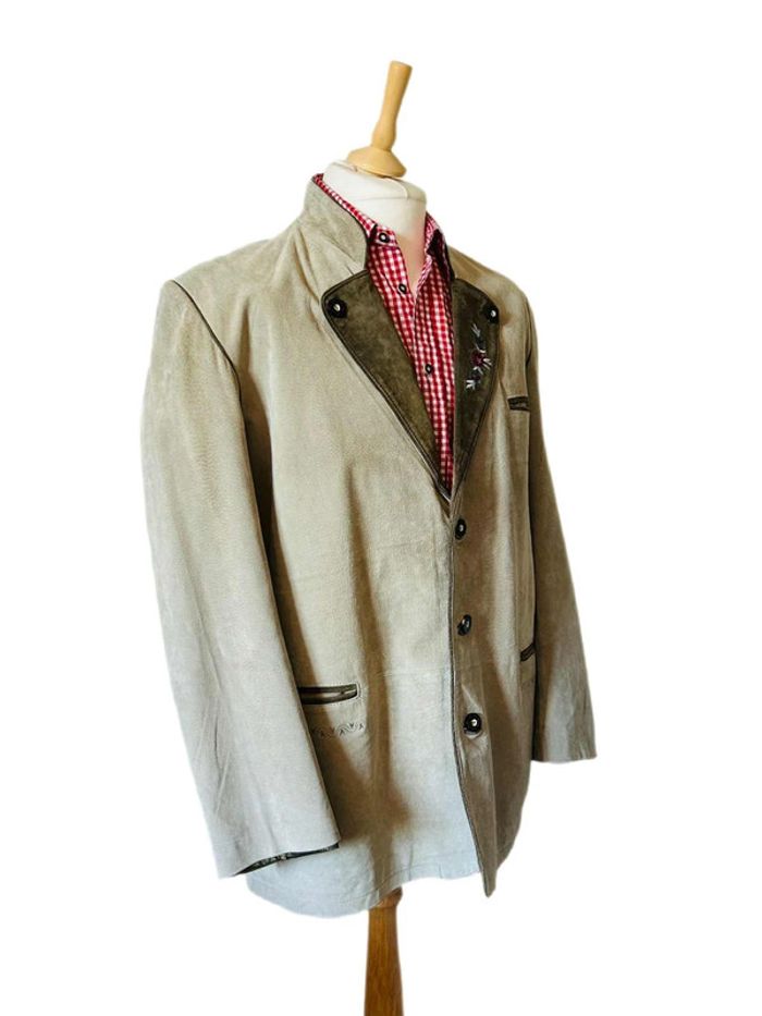 🌿Blazer homme en daim avec broderie 54/XL Trachten cottagecore Oktoberfest Suede leather blazer🌿 - photo numéro 4