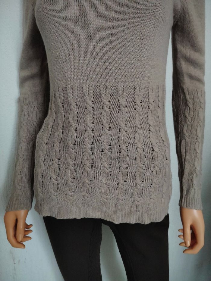 Pull col roulé irlandais taupe S N*320 - photo numéro 2