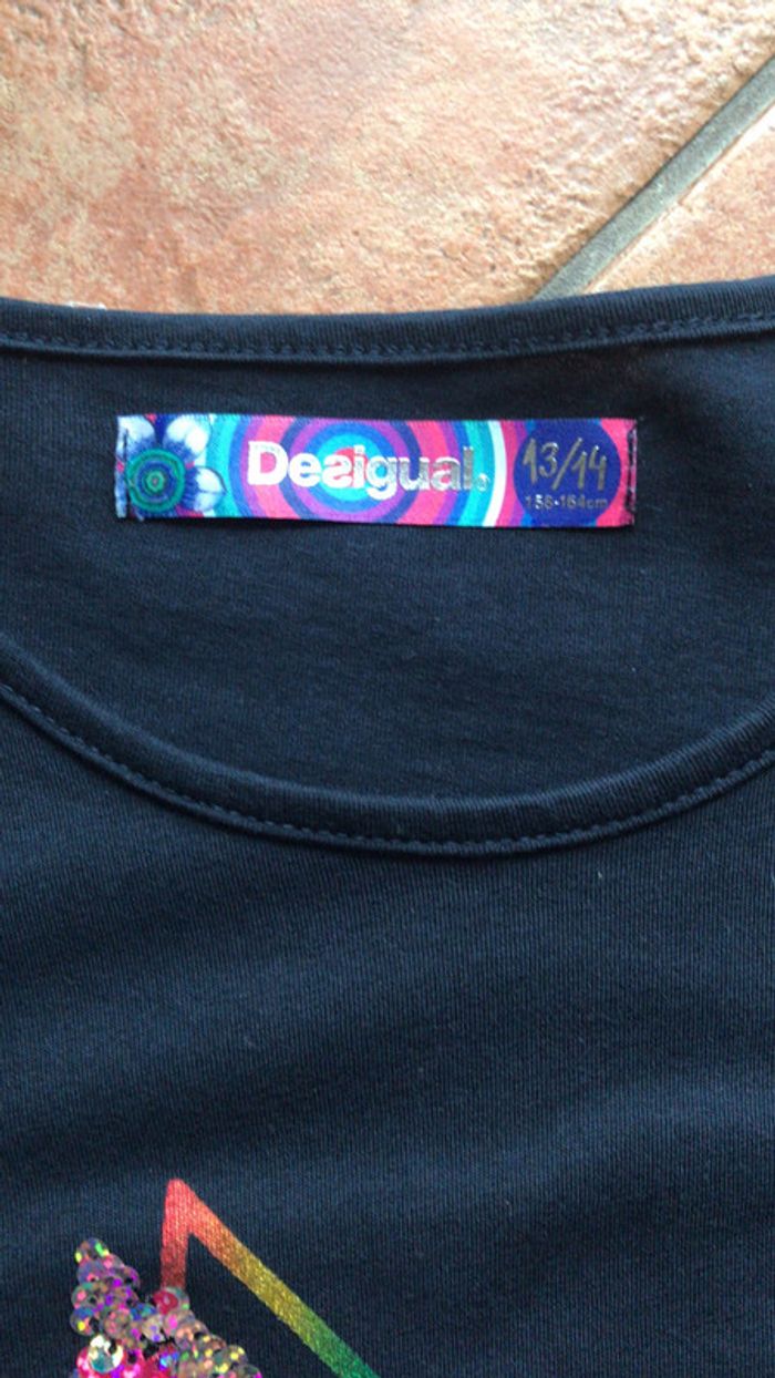 Desigual 13/14 ans t shirt bleu marine - photo numéro 4