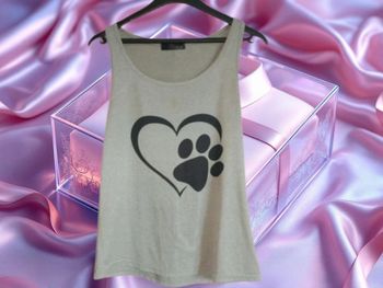 Debardeur gris - cœur patte de chat - Taille L