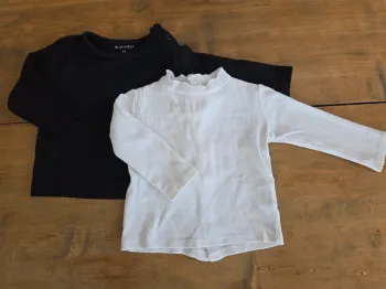 2 tee-shirts manches longues 9-12 mois unisexe