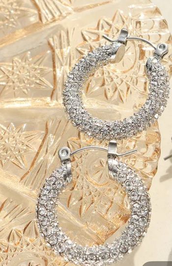 Boucles d’oreilles Créoles Rétro – Acier Inoxydable & Strass