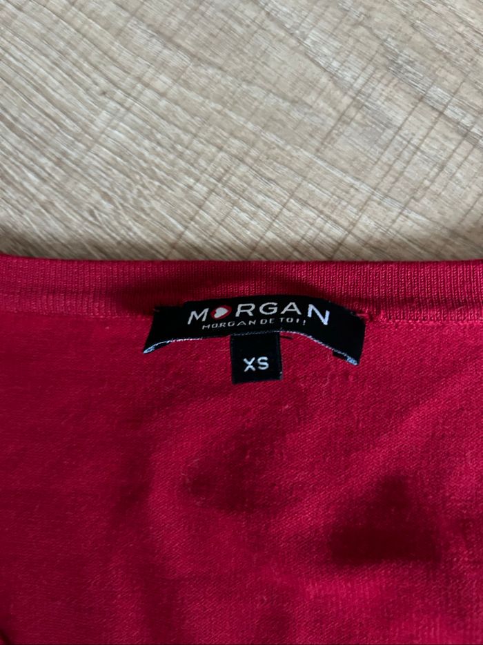 Pull rouge à manches longues avec strass Morgan taille XS TBE - photo numéro 10