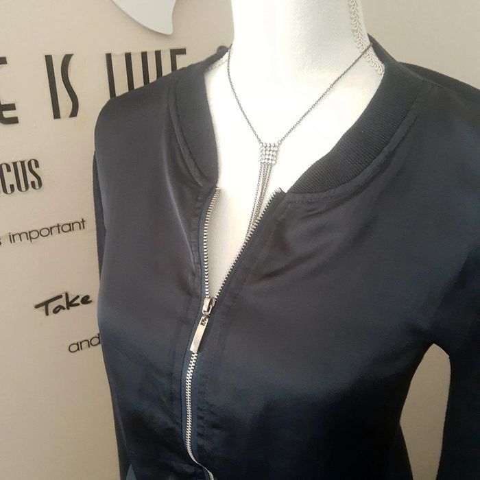 Blouson léger satiné bleu nuit bi matière Grain de Malice - photo numéro 7