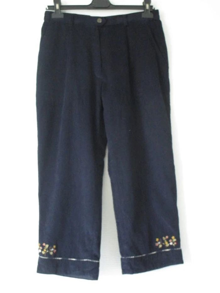 Pantacourt velours vintage marine 38 TBE - photo numéro 2