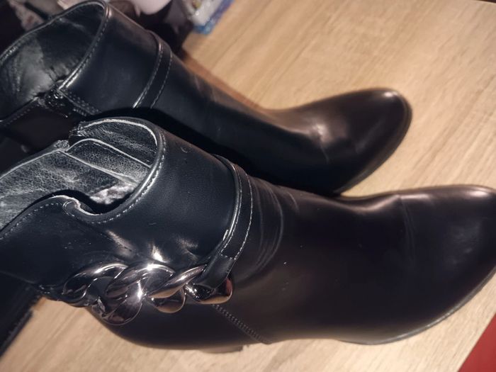 Bottines noires à talon chaîne élégante taille 41 - photo numéro 7