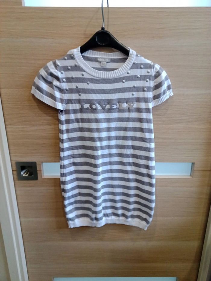 Robe pull manches courtes fin - Fille - 8 ans