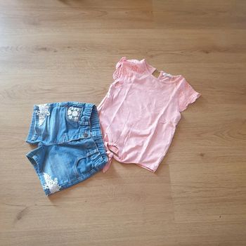 🩷 Ensemble tee-shirt et short en jeans 6 ans Gémo/Kiabi #emyfleury_6ansfille