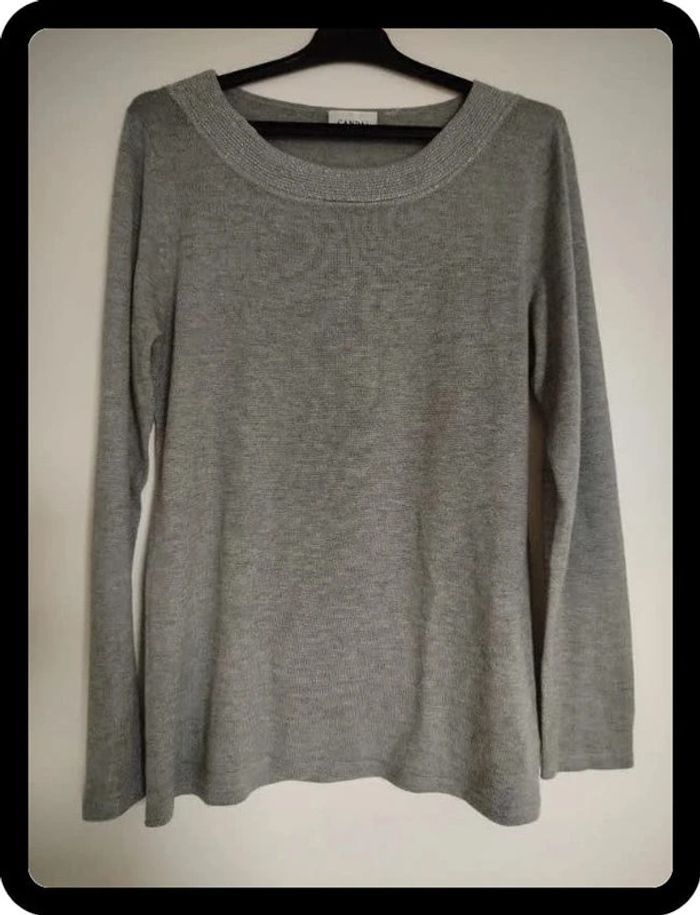 Pull d'hiver gris Col pailleté Taille M En parfait état