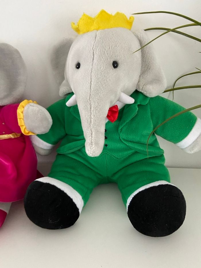 Lot de 2 Grandes Peluches BABAR et CÉLESTE – Le Couple Royal - photo numéro 5