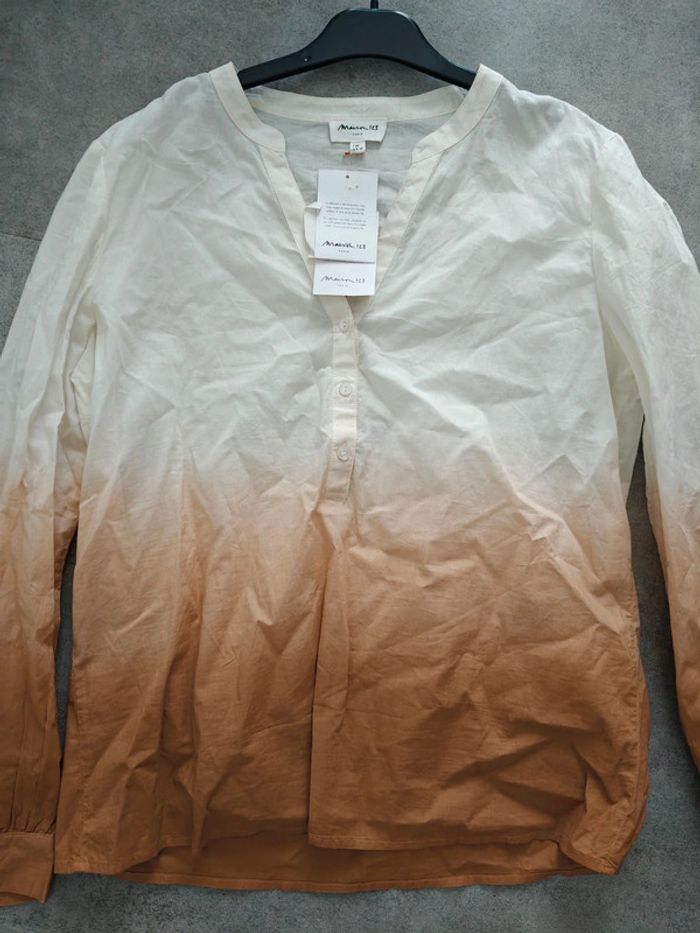 Chemise manches longues Maison 123 coton dégradé ocre taille 40 NEUVE - photo numéro 3