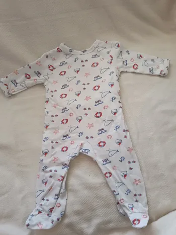 🎀 joli pyjama blanc imprimé taille 1 mois kimadi 🎀