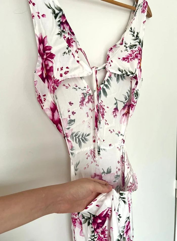 Robe longue à fleurs roses à dos nu et noeud dans le dos Forever 21 taille S - photo numéro 6