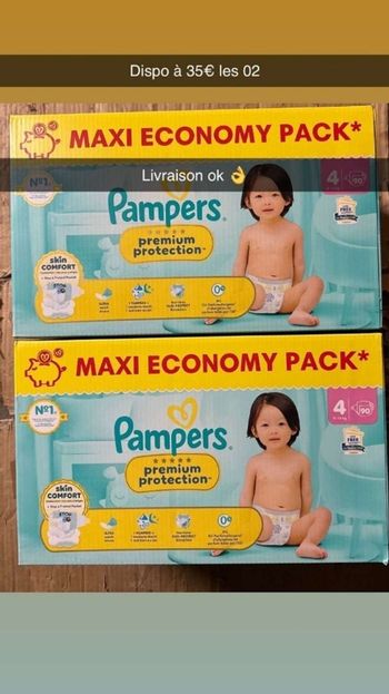 Lot de 02 cartons pampers T4 Premium protection 