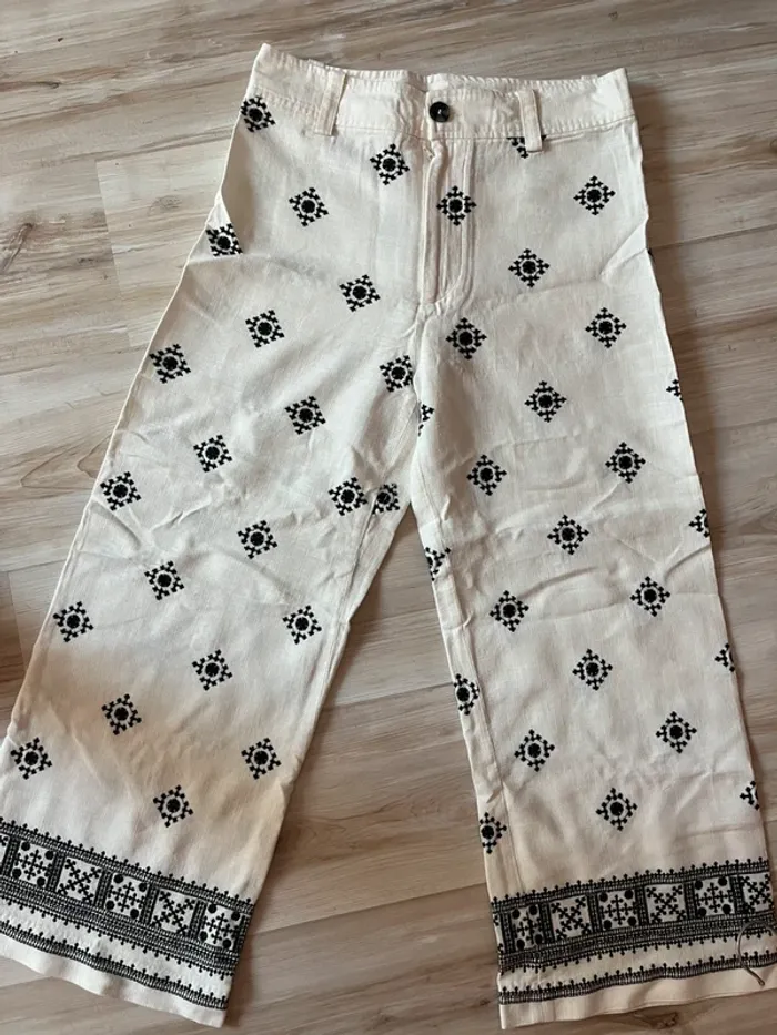 pantalon zara broderie
