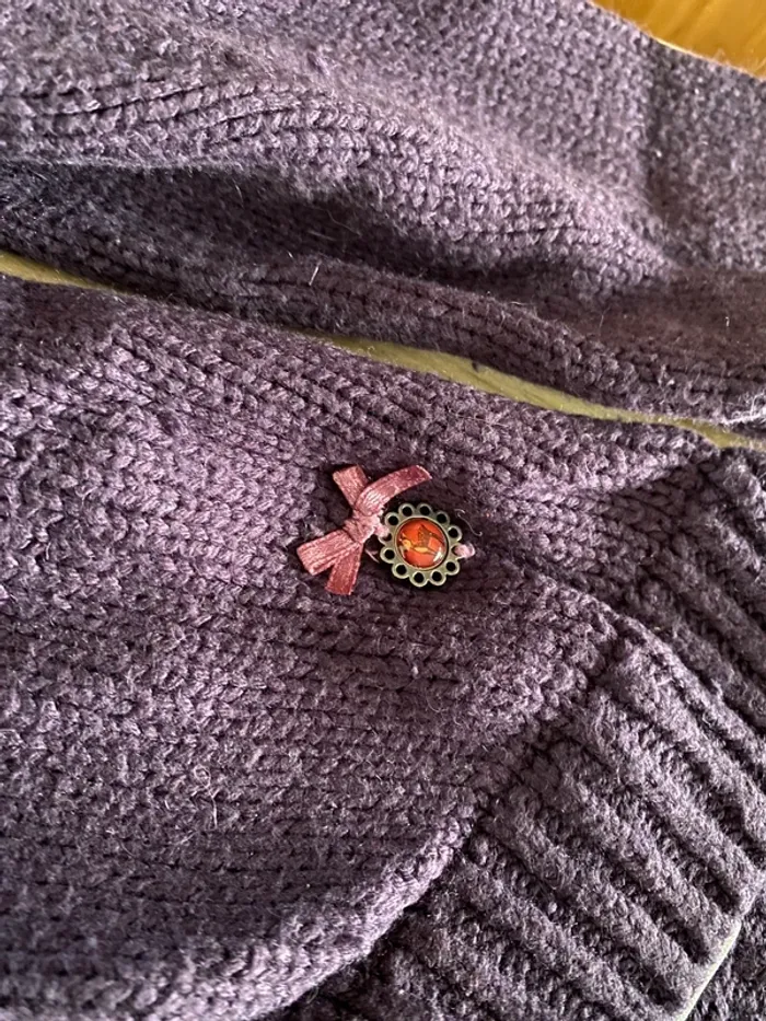 Pull laine sergent major fille 9 ans violet rose épais hiver - photo numéro 3