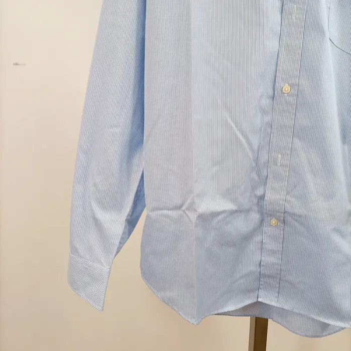 Chemise rayée bleu clair col boutonné coupe droite manches longues homme taille M A880 - photo numéro 5