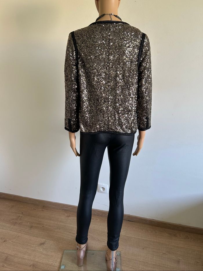 Veste dorée et noire en sequins An’ge taille 1 jamais portée - photo numéro 6