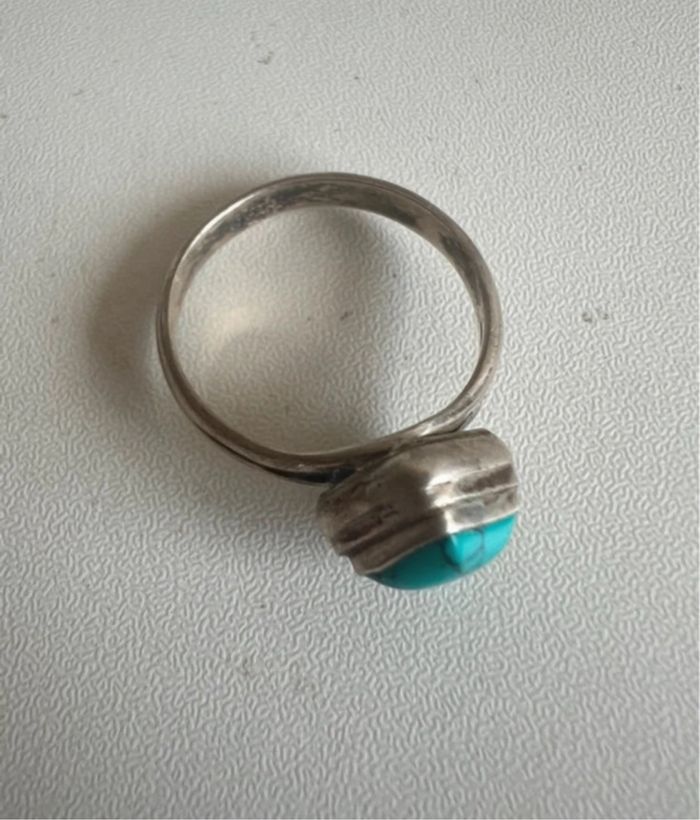Bague en argent 925 femme a pierre bleu turquoise bijoux gris argenté accessoire de mode poinçonné - photo numéro 5