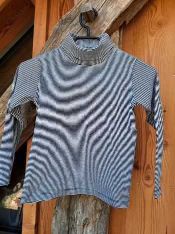 Col roulé blanc rayé marine, Petit Bateau, 8 ans