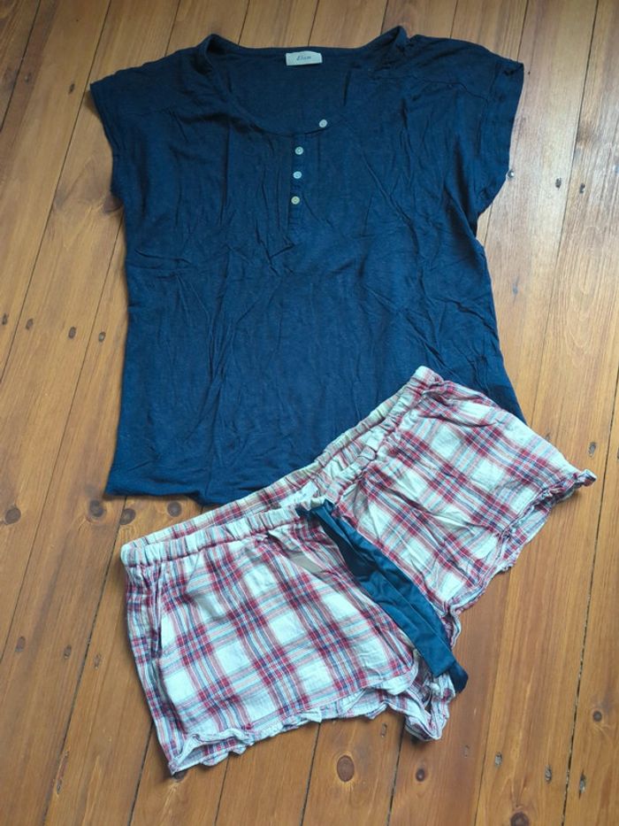 Pyjama etam écossais carreaux bleu L