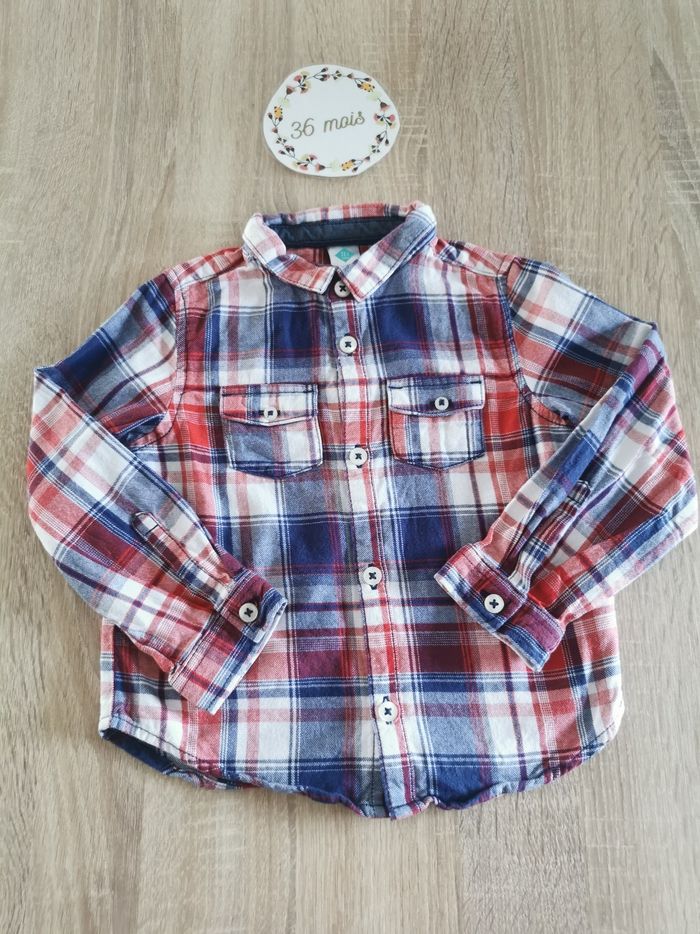 Chemise à carreaux manches longues 36mois tex neuve sans étiquette