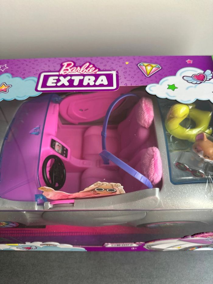 Barbie Extra Cabriolet argenté, Voiture pour poupée, 2 Places, Intérieur Rose - photo numéro 5