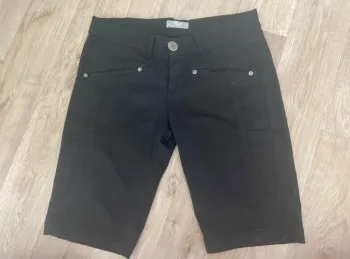 Zara short, bermuda en coton, noir, femme, taille 40
