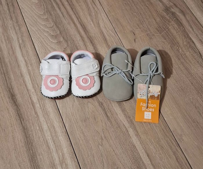 Lot 2 Chaussure fille bébé puériculture gris rose 0/12 mois