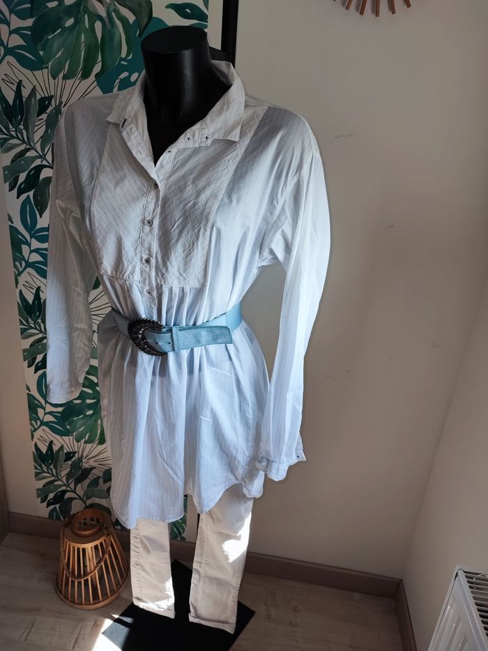 Longue chemise coton Zara taille M - photo numéro 8