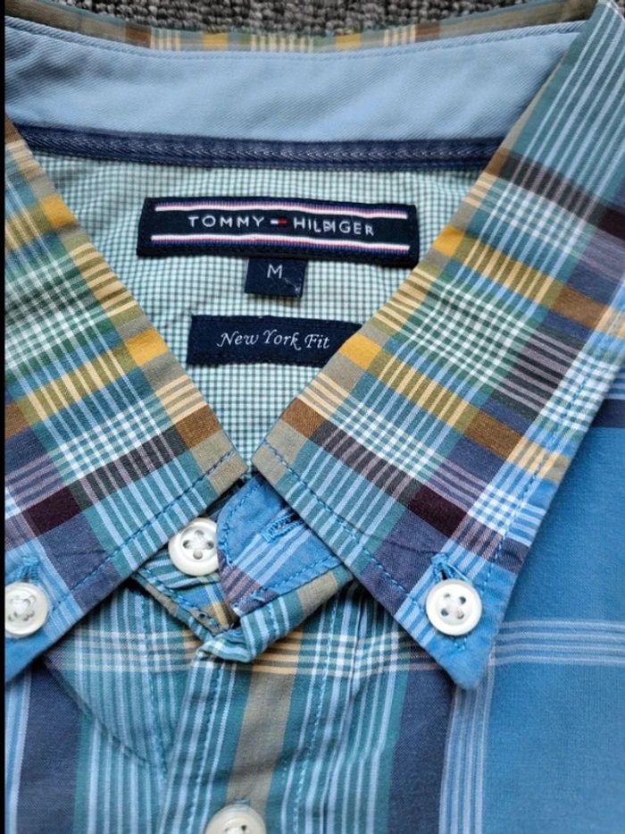 Chemise Tommy Hilfiger à Carreaux - Bleu & Jaune - Manches Longues - Taille M - New York Fit - photo numéro 2