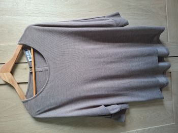 Tee-shirt long marron clair manches 3/4, K Woman, Taille XXL