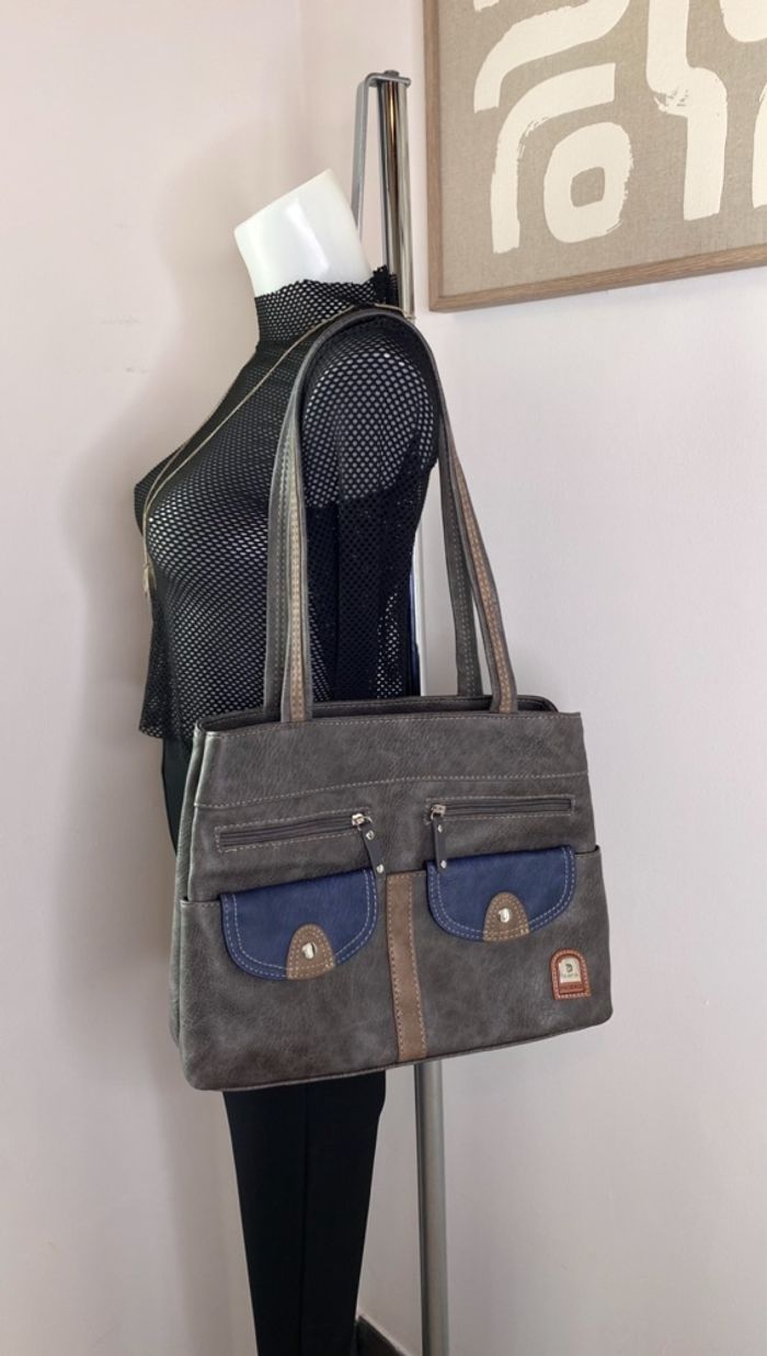 Sac à main en cuir gris Phœnix collection