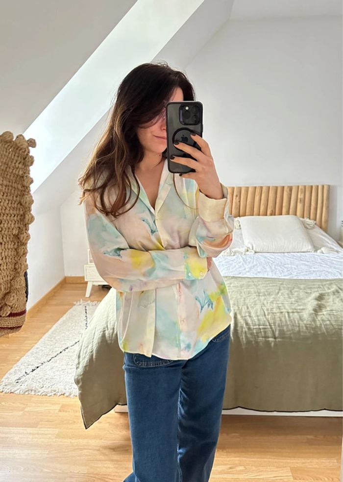 Chemise Tie and dye satinée Zara 🌾 - photo numéro 2