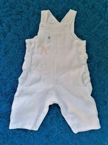 Salopette blanche lin, Marése 3mois (60cm) Neuve