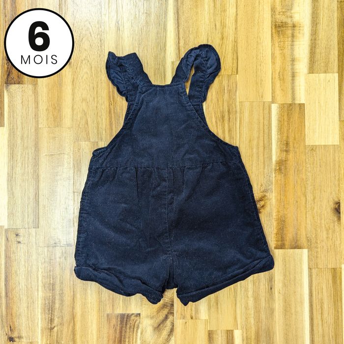 Salopette short en velours côtelé bleu marine - bébé 6 mois - photo numéro 2