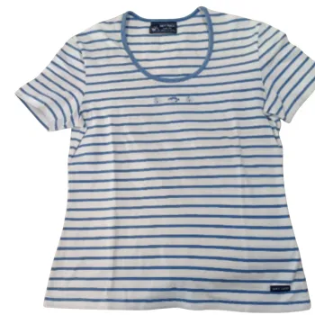 T-shirt marinière blanc à rayures bleues – Saint James – Taille M estimée A1170