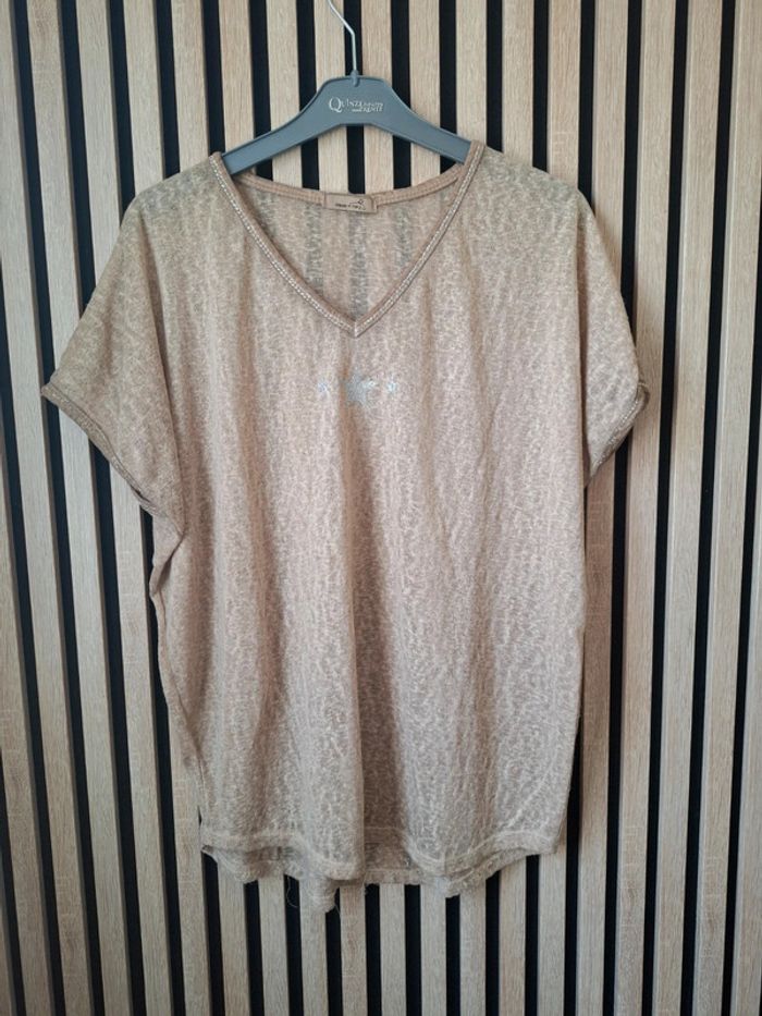 Blouse fluide beige Taille unique - photo numéro 2