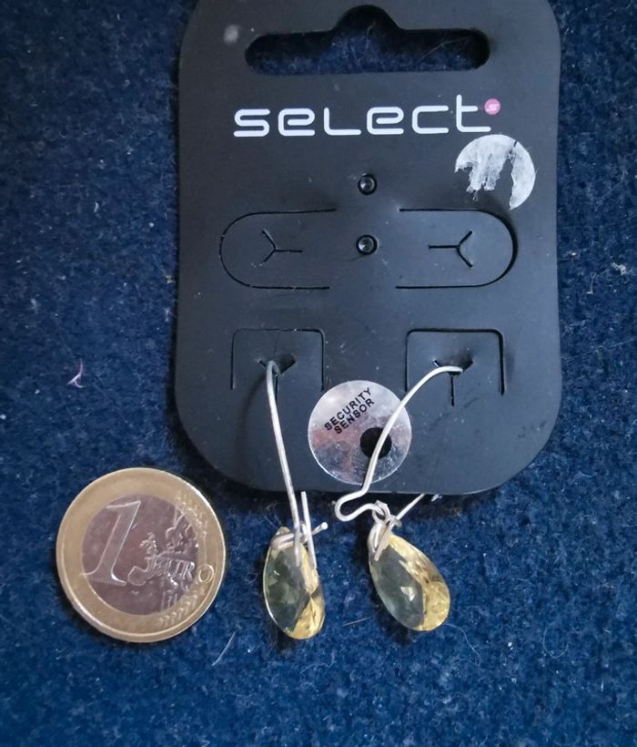 Petites boucles d'oreilles a strass jaune - photo numéro 2