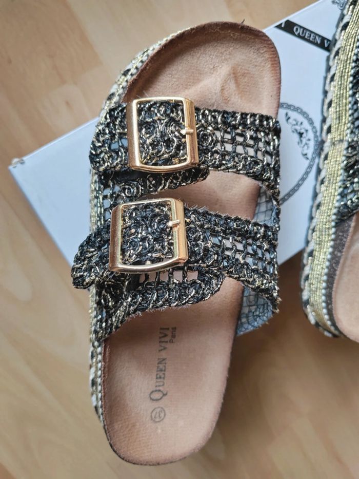 Mules confort noir doré taille 37 - photo numéro 9