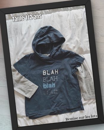 T-shirt manches longues à capuche 🧸 taille 1/2 ans 