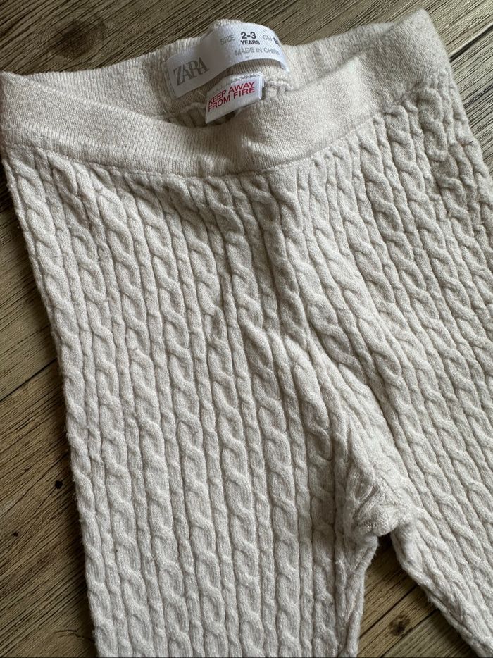 Legging Zara 2/3 ans crème torsadé fille - photo numéro 3