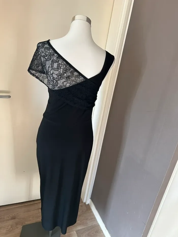 Asos robe longue fourreau noir dentelle, moulante, femme, taille 40 - photo numéro 7